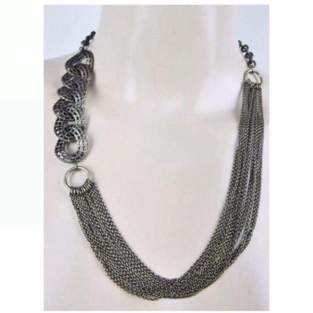 BCBG NECKLACE BRASS TONED LAYERED TIERED STATEMENT